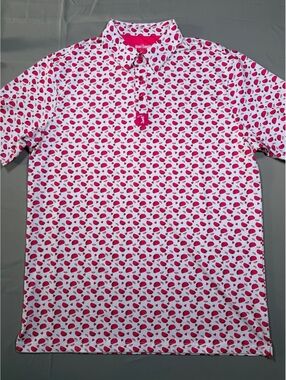 Bogey Bros pink print golf polo shirt
